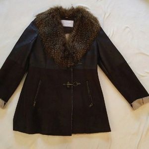 EUC SZ M faux Suede/Fur Coat Jessica Simpson